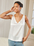 SilkSilky AU Pure Silk Sleeveless V Neck Camisole White 003