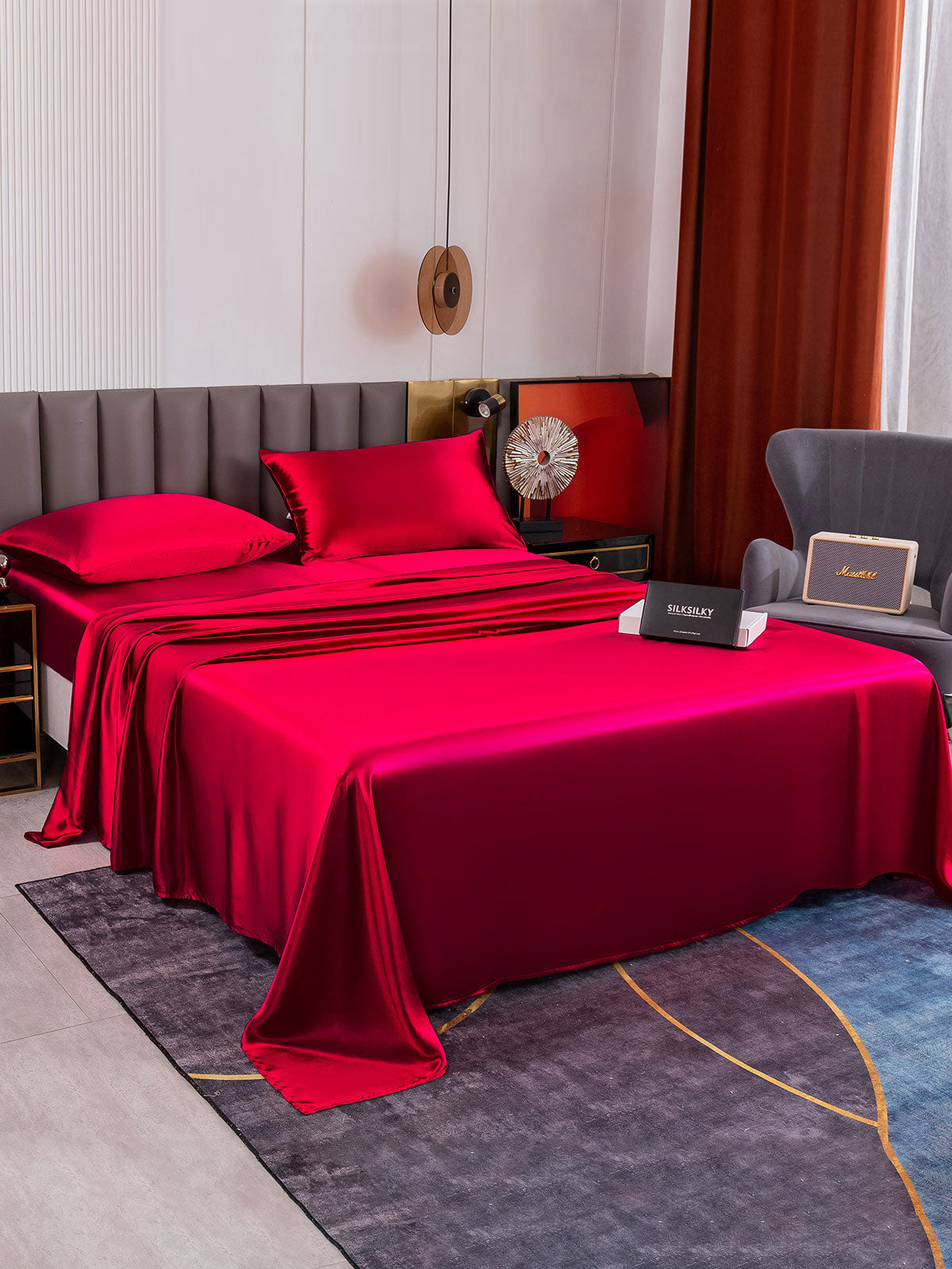 [Wine] SilkSilky-AU 19Momme Pure Silk Bedding Set 005