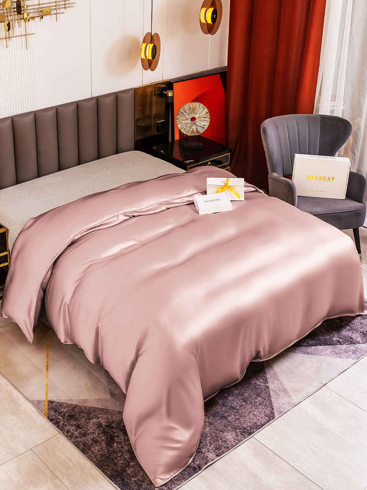 SilkSilky AU 19Momme Pure Silk Duvet Cover PaleMauve 001