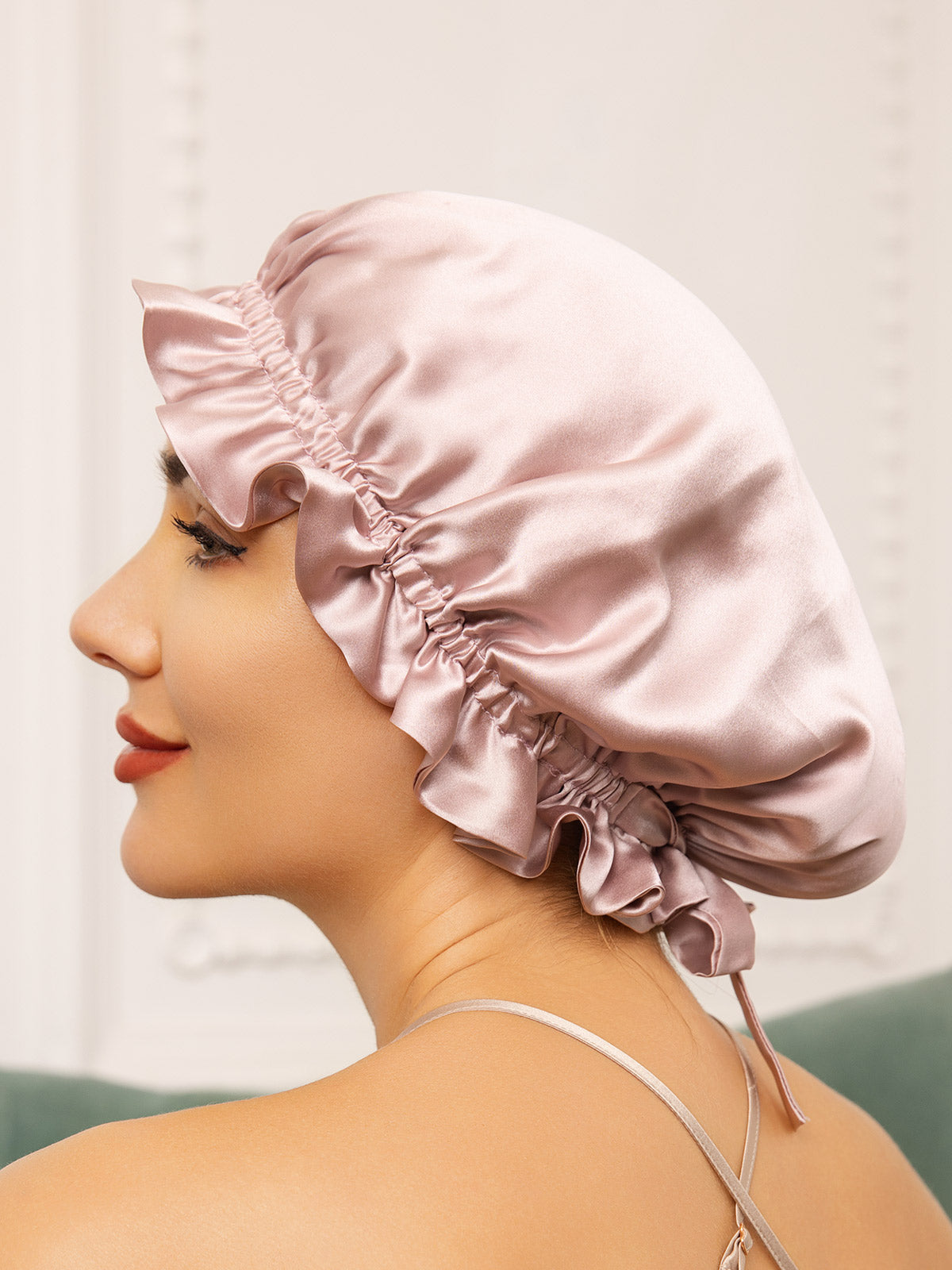 SilkSilky-AU Pure Silk Sleep Cap Pink 002