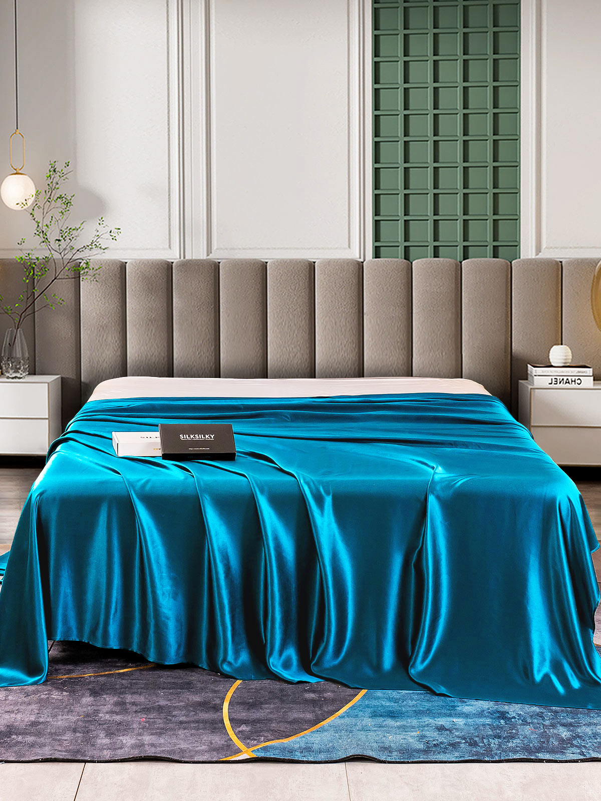 SilkSilky AU 25Momme Pure Silk Sheet Teal 002