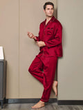 SilkSilky-AU Pure Silk Long Sleeve Lapel Men's Pyjamas Wine 002