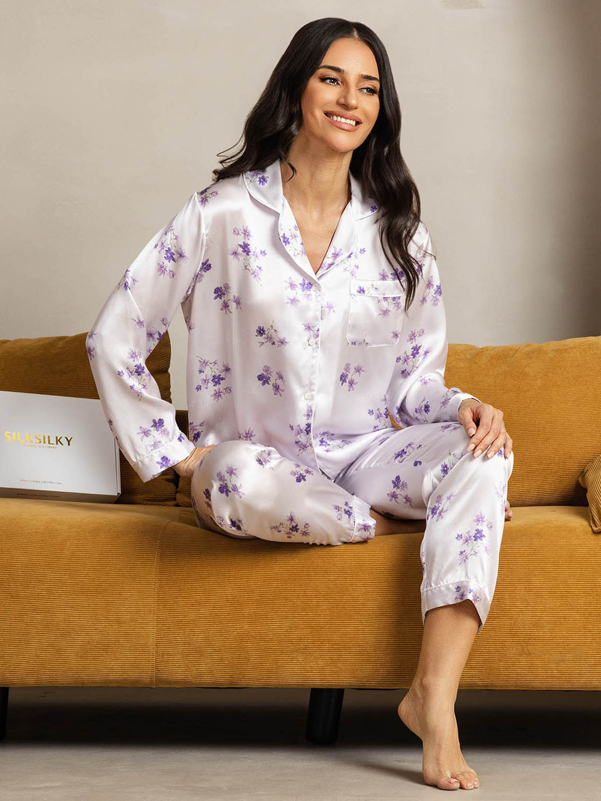 [Lilac Bloom] SilkSilky-AU Pure Silk Womens Pajamas 001