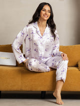 [Lilac Bloom] SilkSilky-AU Pure Silk Notch Collar Women's Pyjamas 001,