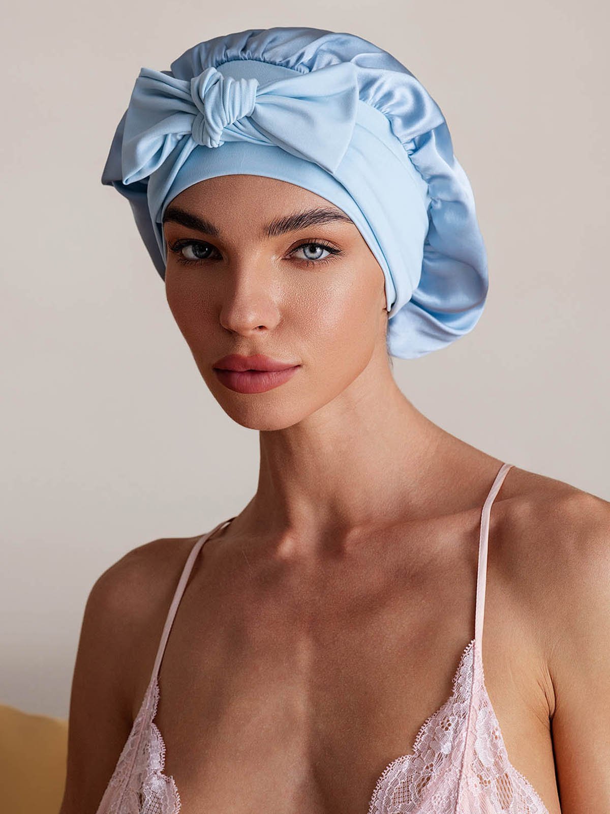SilkSilky-AU Pure Silk Sleep Cap SkyBlue 006