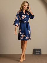 [Dark Blue] SilkSilky-AU 3/4 Sleeve Women's Dressing Gown 005