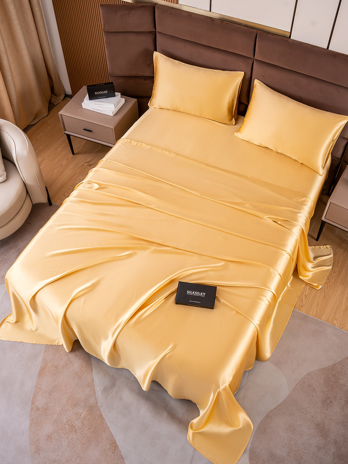 [Champagne] SilkSilky-AU 19Momme Pure Silk Bedding Set 005