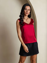 [Wine] SilkSilky-AU Sleeveless V Neck Camisole 005