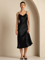 [Black] SilkSilky-AU Sleeveless V Neck Dress 004