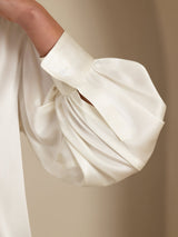 [White] SilkSilky-AU 19Momme Long Sleeve Round Neck Blouse 005
