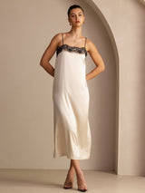 [Brown Rice] SilkSilky-AU Spaghetti Strap Square Neck Dress 005