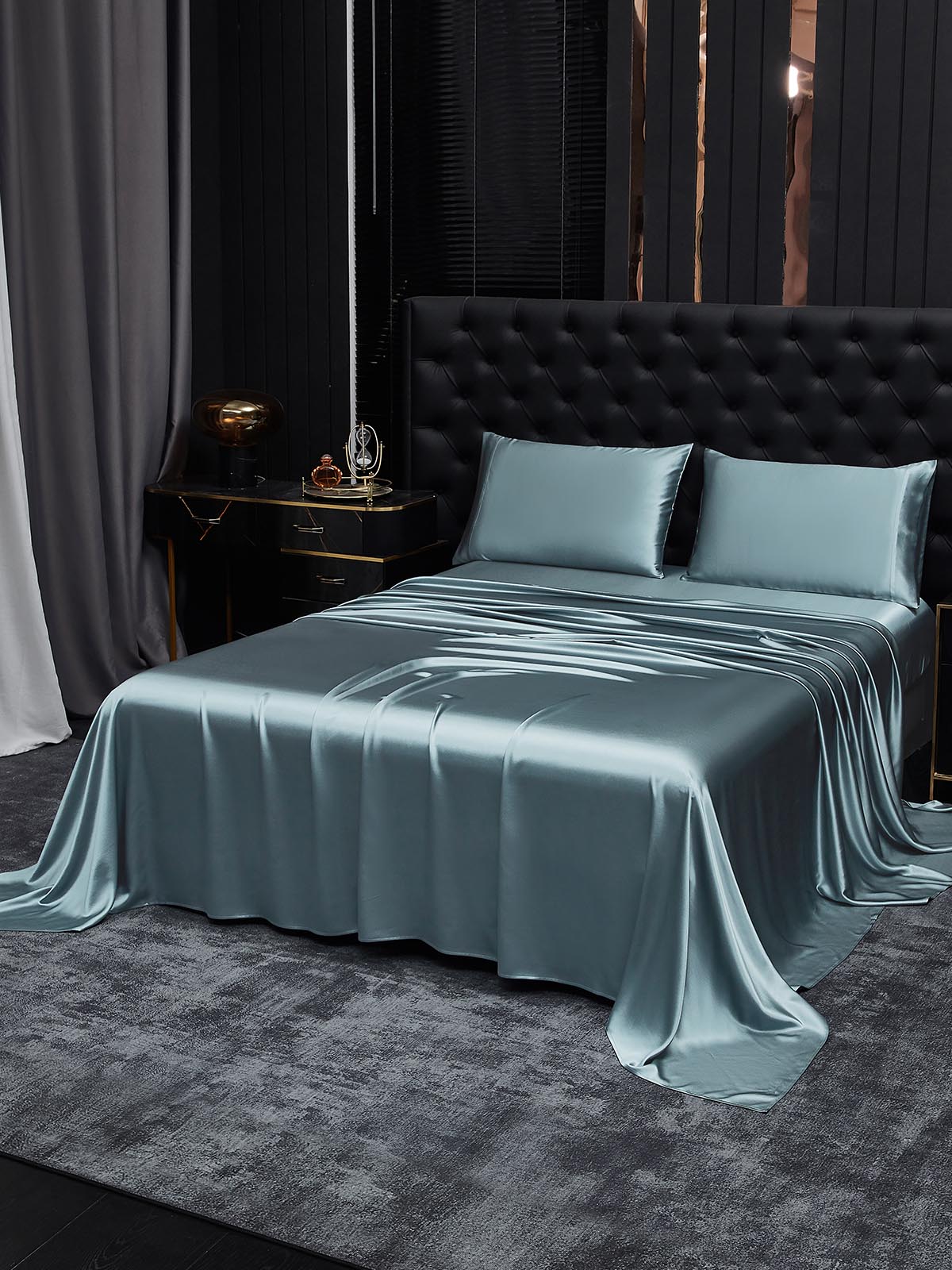 [Grayish Blue] SilkSilky-AU 19Momme Pure Silk Bedding Set 001