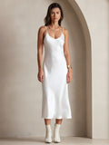 SilkSilky-AU Pure Silk Sleeveless Round Neck Dress White 003