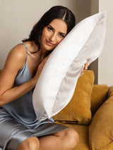 [LightGray+White] SilkSilky-AU 22Momme Pure Silk Pillowcase 002