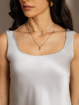 [Silver] SilkSilky-AU 19Momme Stretch Silk Charmeuse Sleeveless Scoop Neck Camisole 004