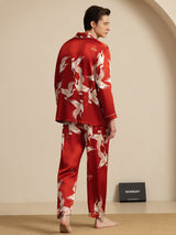 [Wine] SilkSilky-AU Long Sleeve Notch Collar Men's Pyjamas 002