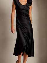 [Black] SilkSilky-AU Cap Sleeve Dress 003