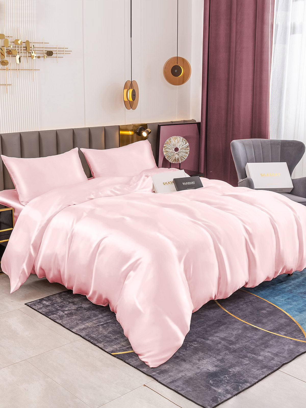 SilkSilky AU 19Momme Pure Silk Bedding Set Pink 004