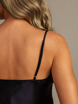 [Black] SilkSilky-AU Spaghetti Strap V Neck Camisole Set 006
