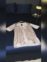 SilkSilky-AU Half Sleeve V Neck Nightgown&Dressing Gown Set video 001