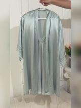 SilkSilky-AU 3/4 Sleeve V Neck Nightgown&Dressing Gown Set video 001