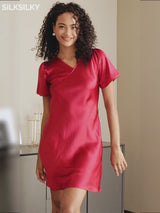 SilkSilky-AU Short Sleeve V Neck Nightgown video 001