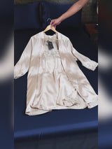 SilkSilky-AU 3/4 Sleeve V Neck Nightgown&Dressing Gown Set video 001