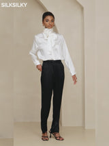 SilkSilky-AU 19Momme Long Sleeve High Neck Blouse video 001