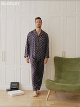 SilkSilky-AU 19Momme Long Sleeve Notch Collar Men's Pyjamas video 001
