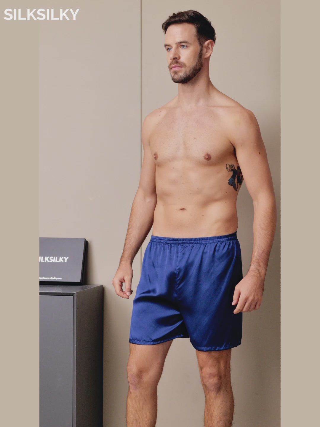 SilkSilky-AU Pure Silk Mens Sleep Bottoms video 001