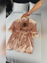 SilkSilky-AU 3/4 Sleeve V Neck Nightgown&Dressing Gown Set video 001