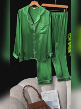 SilkSilky-AU Long Sleeve Lapel Collar Women's Pyjamas video 001