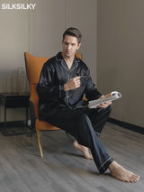 SilkSilky-AU Long Sleeve Notch Collar Men's Pyjamas video 001