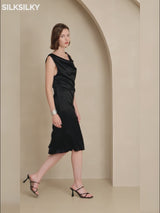 SilkSilky-AU Sleeveless Cowl Neck Dress video 001
