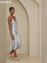 SilkSilky-AU Pure Silk Sleeveless V Neck Dress-video-001