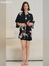 SilkSilky-AU 19Momme 3/4 Sleeve Women's Dressing Gown video 001
