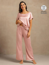 [Peach Skin] SilkSilky-AU 19Momme Machine-Washable Silk Short Sleeve Women's Pyjamas 001