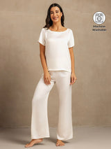 [White] SilkSilky-AU 19Momme Machine-Washable Silk Short Sleeve Women's Pyjamas 001