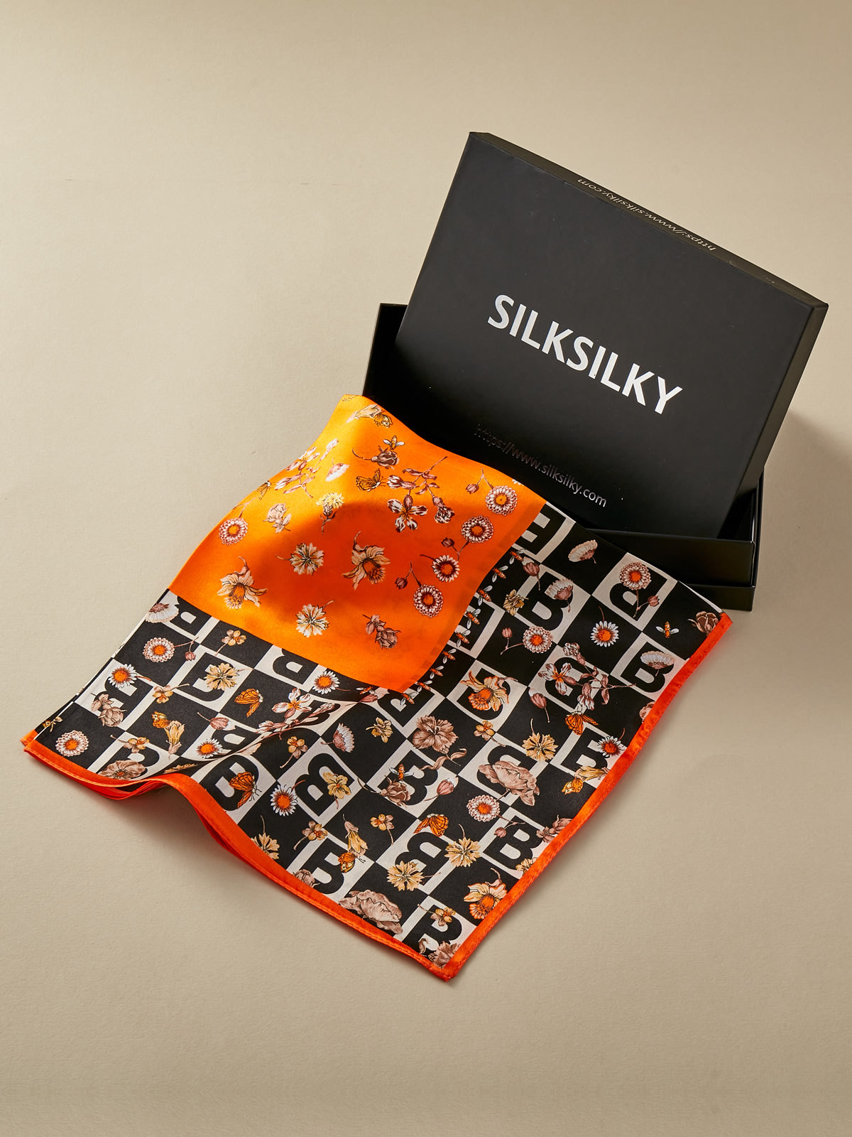 SilkSilky AU Pure Silk Scarf Orange 001