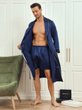 SilkSilky AU Pure Silk Long Sleeve Mens Robe DarkBlue 004