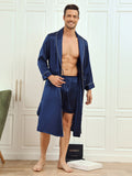 SilkSilky AU Pure Silk Long Sleeve Mens Robe DarkBlue 006