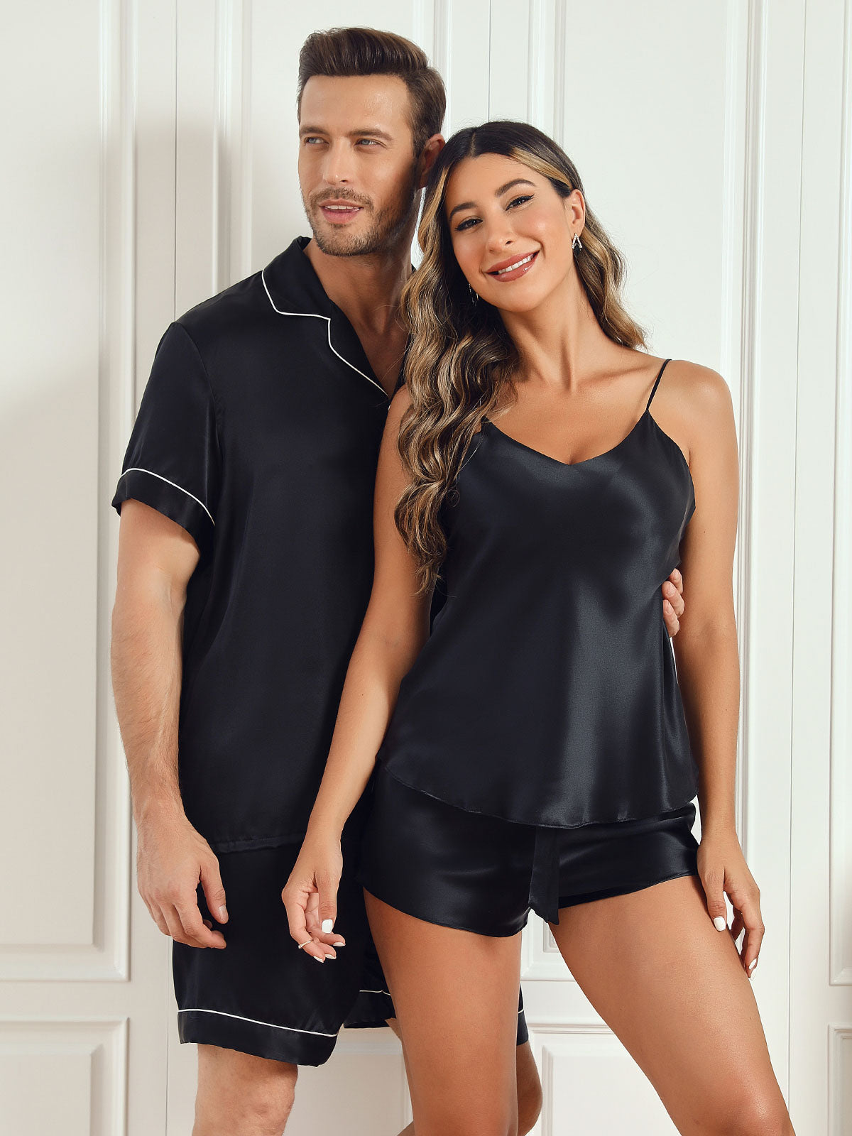 SilkSilky AU Pure Silk Short Sleeve Couple Black 003