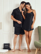 [Black] SilkSilky-AU Pure Silk Short Sleeve Couple 004