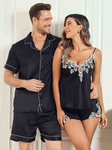 [Black] SilkSilky-AU Pure Silk Short Sleeve Couple 005