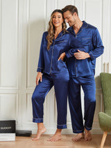 [Dark Blue] SilkSilky-AU Pure Silk Long Sleeve Couple 004