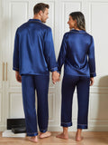 SilkSilky AU Pure Silk Long Sleeve Couple DarkBlue 002