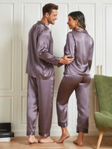 [Purple Gray] SilkSilky-AU Pure Silk Long Sleeve Couple 002