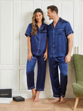 SilkSilky AU Pure Silk Short Sleeve Couple DarkBlue 004