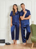 SilkSilky AU Pure Silk Short Sleeve Couple DarkBlue 003