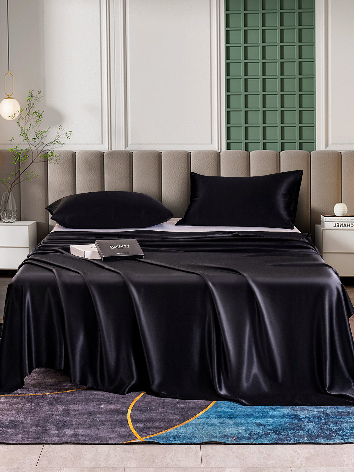 SilkSilky AU 25Momme Pure Silk Bedding Set Black 001